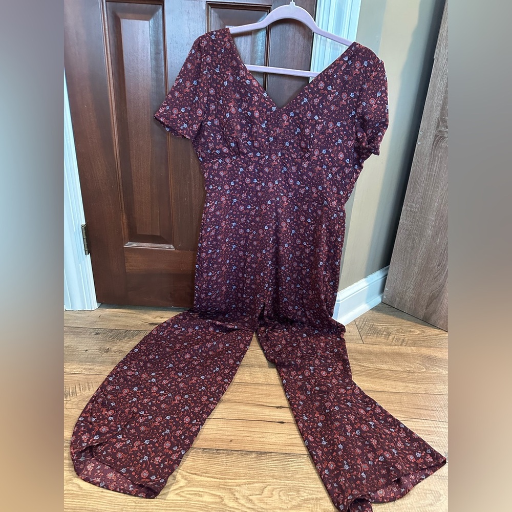 Francesca's Burgundy Floral Pant Suit